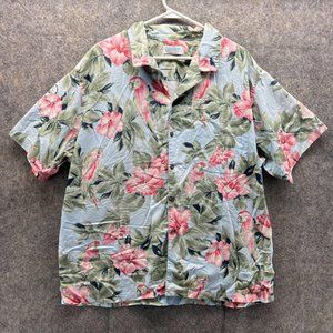 Kula Bay Shirt Men XXL Adult Blue Pink Floral Casual Button Down Hawaiian Vtg